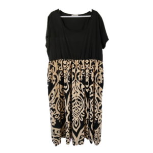 Nemidor Black Tan Print Short Sleeve Dress Plus Size 24
